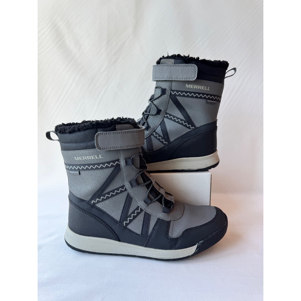 Merrell Kids Waterproof Winter Snow Boots Grey Black Faux Fur Lined -25F Rated